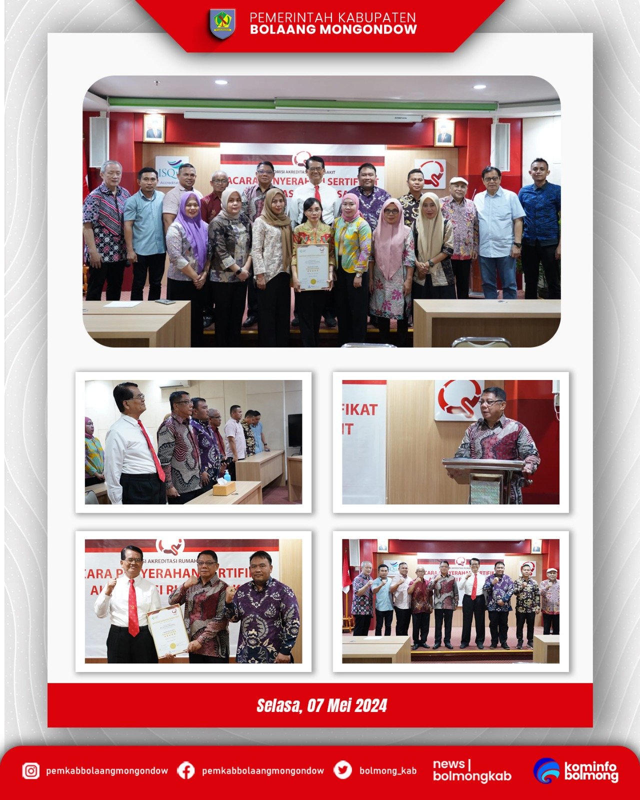 Sekda Bolmong Bersama Dirut RSUD Terima Sertifikat Akreditasi Rumah Sakit Paripurna di Jakarta